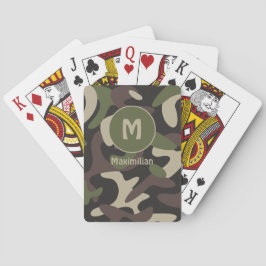 Militär kamouflage Grönt Brown Mönster Monogram Casinokort