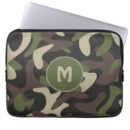 Militär kamouflage Grönt Brown Mönster Monogram Laptop Fodral