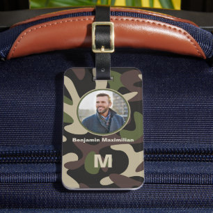 Militär kamouflage Grönt Brown Photo Monogram Bagagebricka