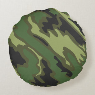 Militär kamouflage rund kudde
