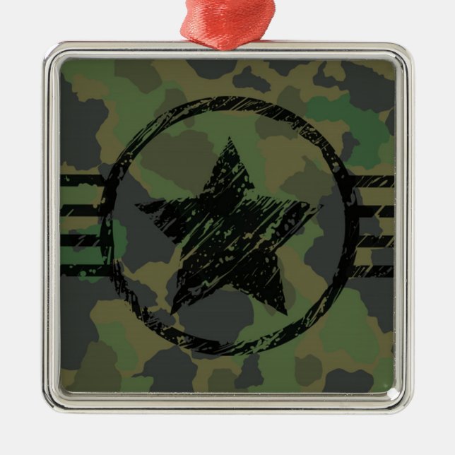 militär kamoufleringskonstruktion julgransprydnad metall (Framsidan)