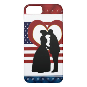 Militär Kärlek Kiss Heart Flagga iPhone 7 Fodral