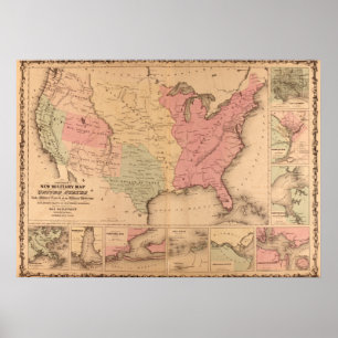 Militär karta 1862 för amerikaninbördeskrig poster