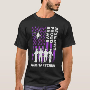 Militär Kids Vuxen Lila US Flagga Militär T Shirt
