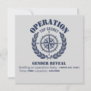 Militär könsreveal — Navy Compass Inbjudningar