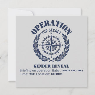 Militär könsreveal — Navy Compass Inbjudningar