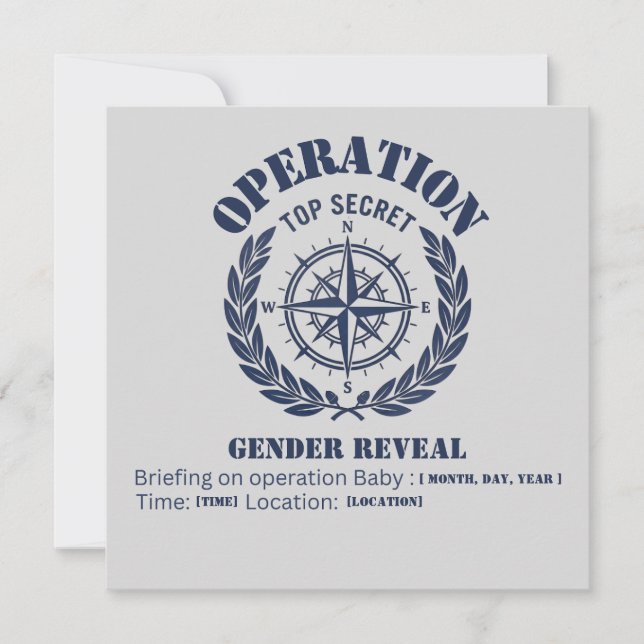 Militär könsreveal — Navy Compass Inbjudningar (Framsida)