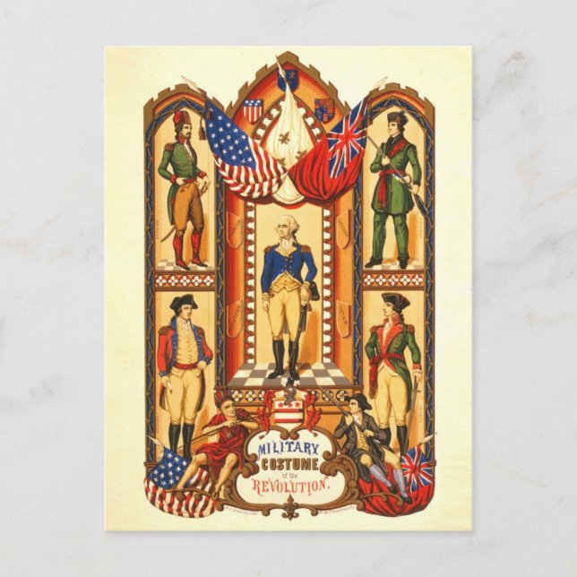 Militär kostym under revolutionen vykort (Framsida)