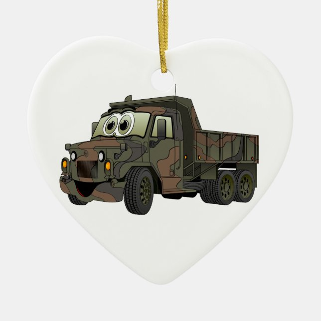 Militär Lastbil Tecknad Julgransprydnad Keramik (Framsidan)