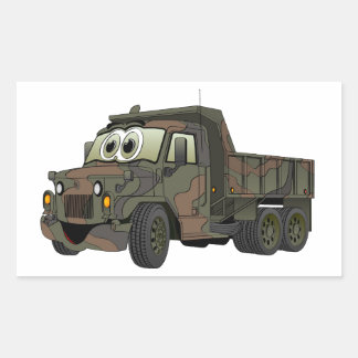 Militär Lastbil Tecknad Rektangulärt Klistermärke