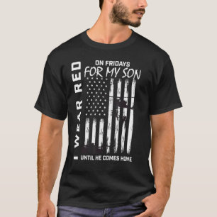 Militär Mamma Pappa I Bära Red on Fredag Son Suppo T Shirt
