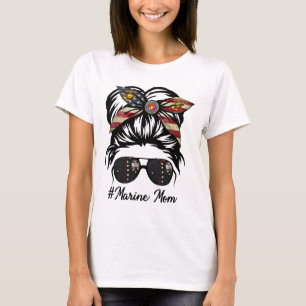 Militär Messy Bun för marin Life Marine Mamma T Shirt