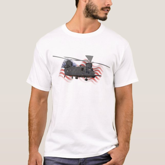 Militär MH-47 Chinook Helicopter T Shirt (Framsida)