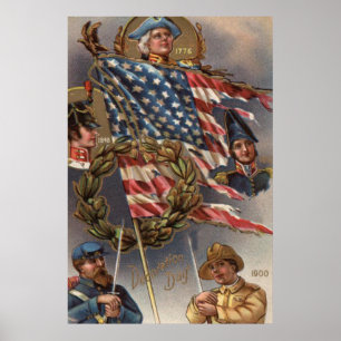 Militär minnesdag för utandning av Flagga i USA Poster