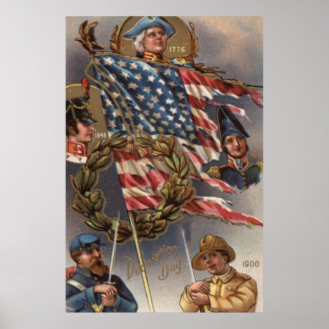Militär minnesdag för utandning av Flagga i USA Poster (Framsidan)