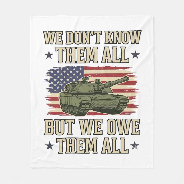 Militär minnestank Patriotisk skjorta design_1 Fleecefilt (Framsidan)