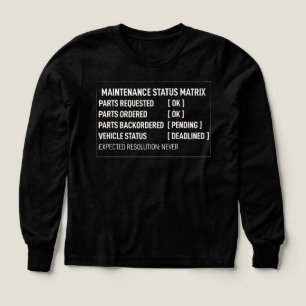 Militär Motor Pool Underhållsstatus Matris Tee