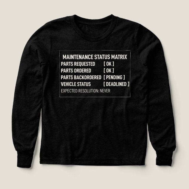 Militär Motor Pool Underhållsstatus Matris Tee (Design framsida)
