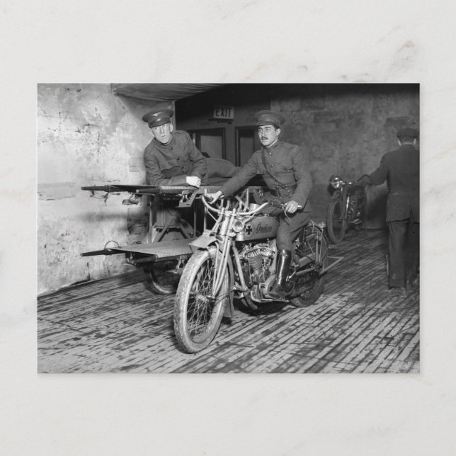 Militär motorcykel EMT, 1910-talet Vykort (Framsida)