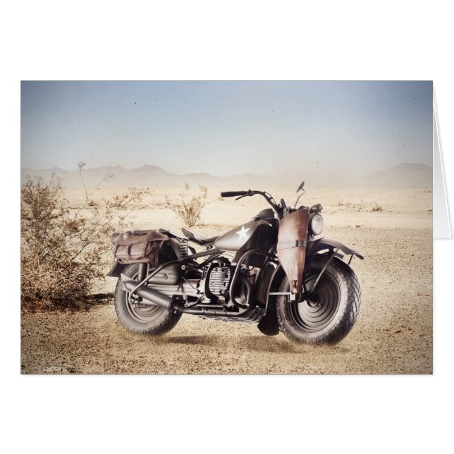 Militär motorcykel hälsningskort (Framsidan Horizontal)