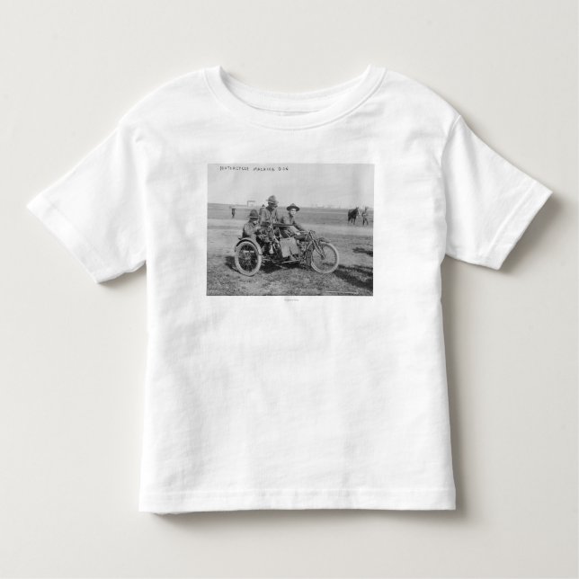 Militär motorcykel med sidecaren och maskingeväret t shirt (Framsida)