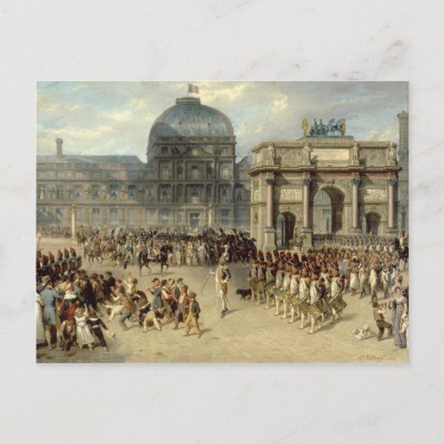 Militär översyn under imperiet vykort (Framsida)