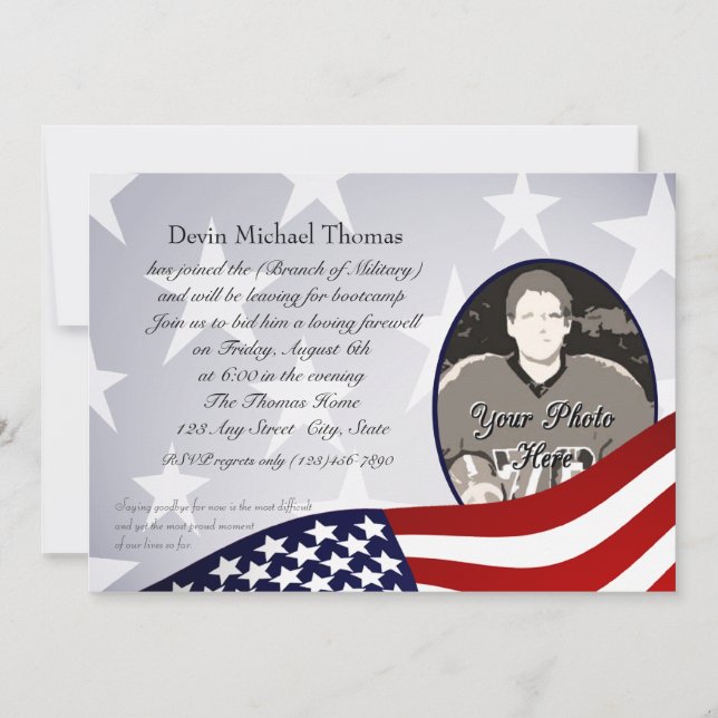 Militär på väg bort Party Inbjudningar (Framsida)