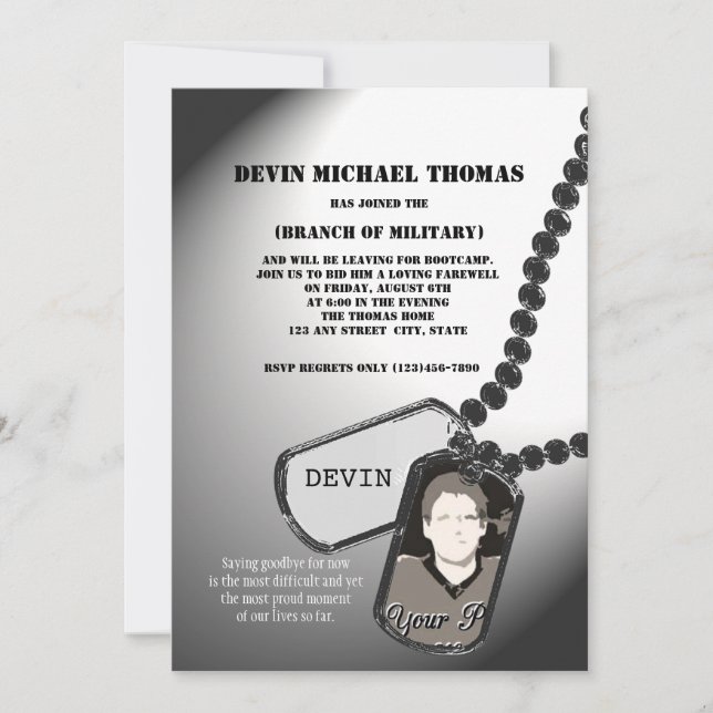 Militär på väg bort Party Inbjudningar (Framsida)