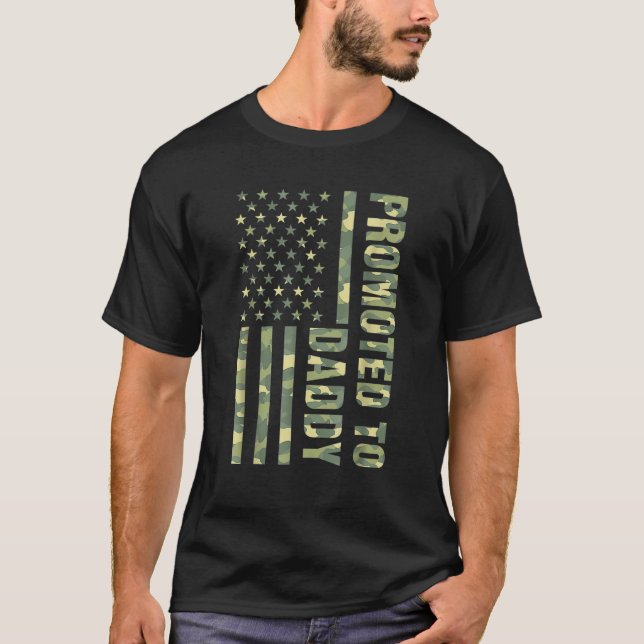 Militär Pappa Gravid Meddelande T Shirt (Framsida)
