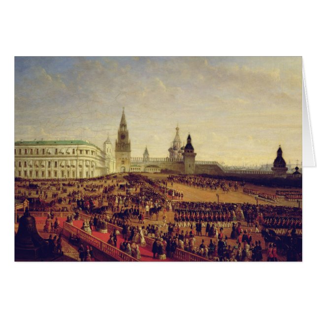 Militär parad under Coronation av Alexander Hälsningskort (Framsidan Horizontal)