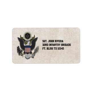 Militär Patriotic Eagle Logotyp Seal Adressetikett