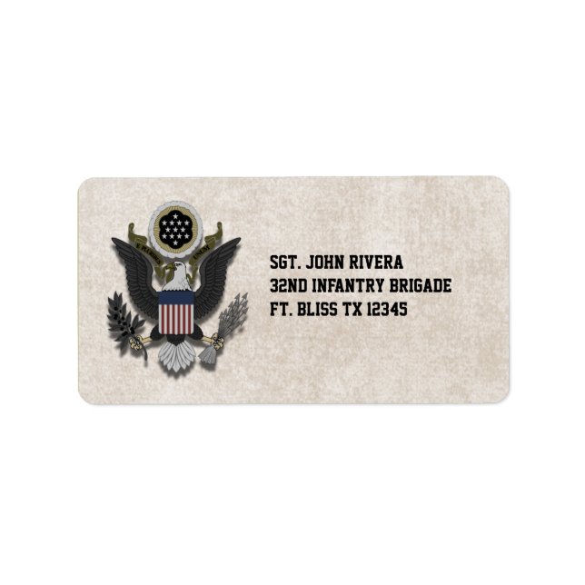 Militär Patriotic Eagle Logotyp Seal Adressetikett (Framsidan)