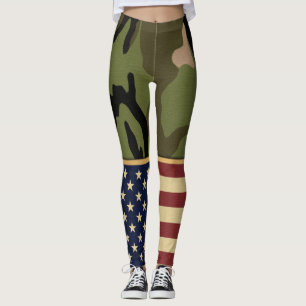Militär patriotisk amerikansk Flagga Camo Leggings