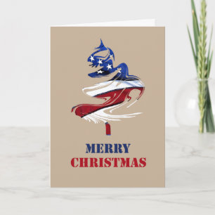 Militär patriotisk amerikansk God jul Träd Helgkort