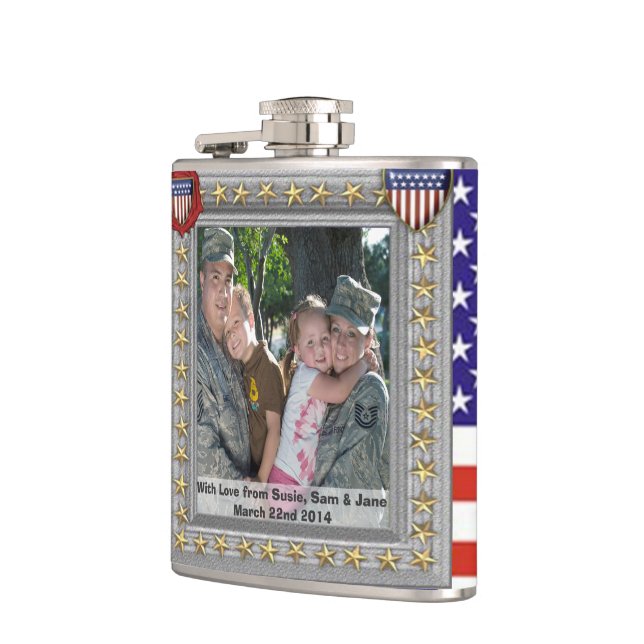 militär patriotisk flaska för USA-veterananpassade Fickplunta (Vänster)