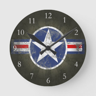 Militär patriotisk vintagestjärna rund klocka