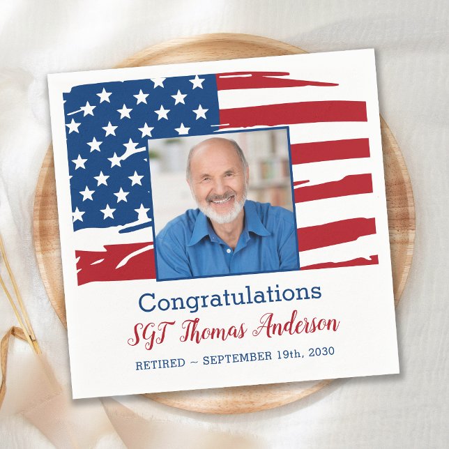Militär Pension fotopatriotisk amerikansk Flagga Pappersservett (Skapare uppladdad)