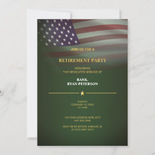 Militär Pension Party - Amerikanska Flagga Grönt Inbjudningar