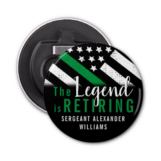 Militär Pension Thin Grönt Line Flagga Army Flasköppnare (Framsidan)