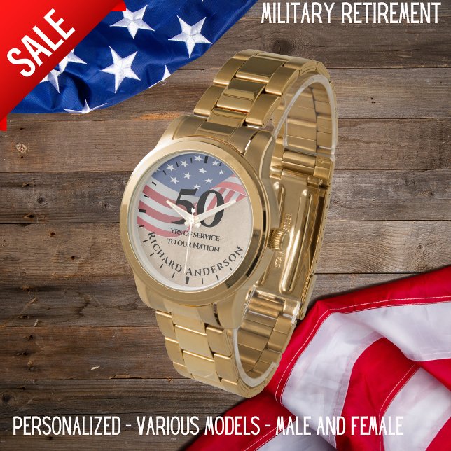 Militär Pension USA:s militära Flagga-arméns flygv Armbandsur (Skapare uppladdad)