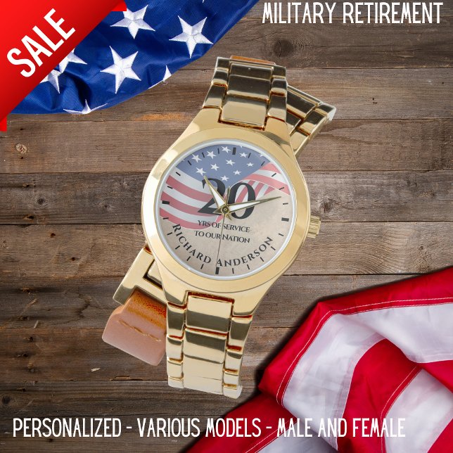Militär Pension USA:s militära Flagga-arméns flygv Armbandsur (Skapare uppladdad)