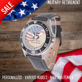 Militär Pension Watch Us Flagga Add Text Anpassnin Armbandsur