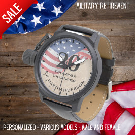 Militär Pension Watch US Flagga Anpassningsbar Tex Armbandsur