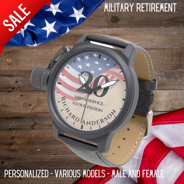 Militär Pension Watch US Flagga Anpassningsbar Tex Armbandsur (Skapare uppladdad)