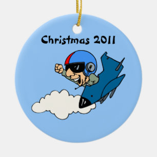 Militär pilot i Jet jul Julgransprydnad Keramik