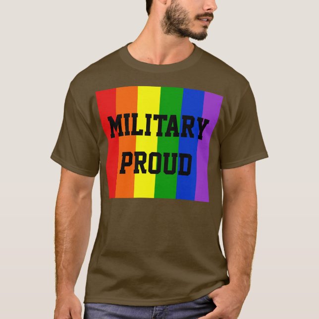 Militär proud Gay Rainbow Mörk T-Shirt (Framsida)