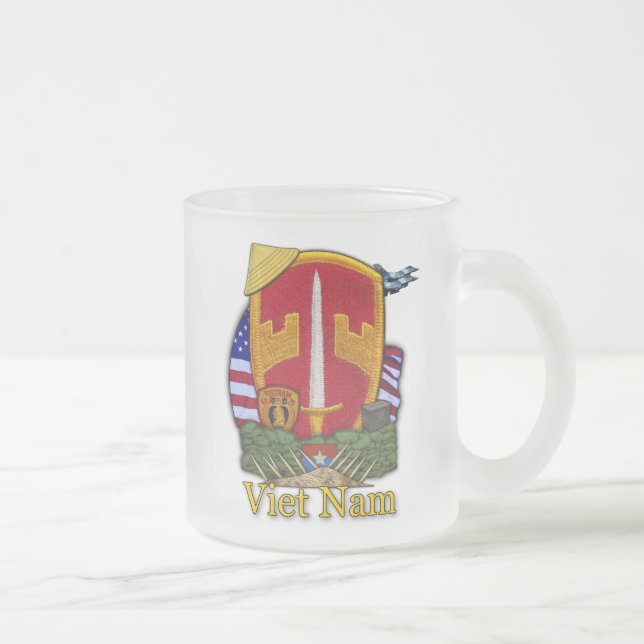 Militär rådgivare maag mac v sog vietnam patch mug frostad glasmugg (Höger)