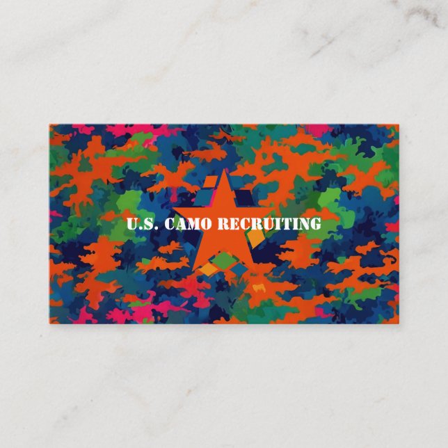 Militär Rekryterare Kamouflage Neon  Visitkort (Framsida)