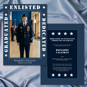 Militär rekrytering Blå Foto Examen Annonsering Inbjudningar