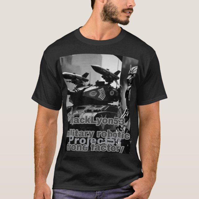Militär robotdrönarfabrik projekt 53 t-shirt (Framsida)